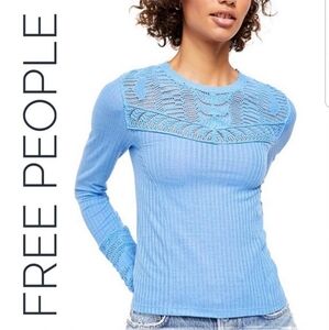 🌻👙Free People Colette top - ribbed crochet knit long sleeved